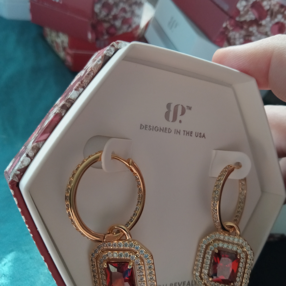 Elegant Gold and Red Earrings